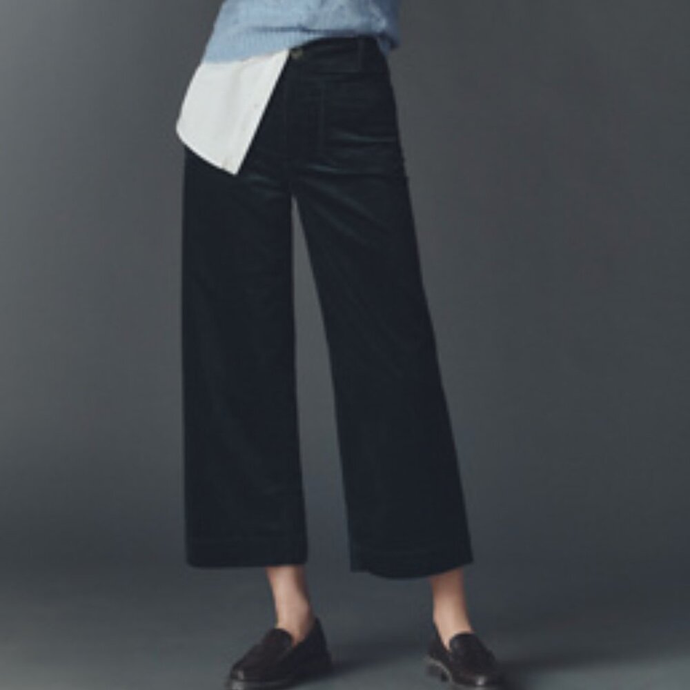 Colette Bow Corduroy Crop Wide-Leg Pants by Maeve
